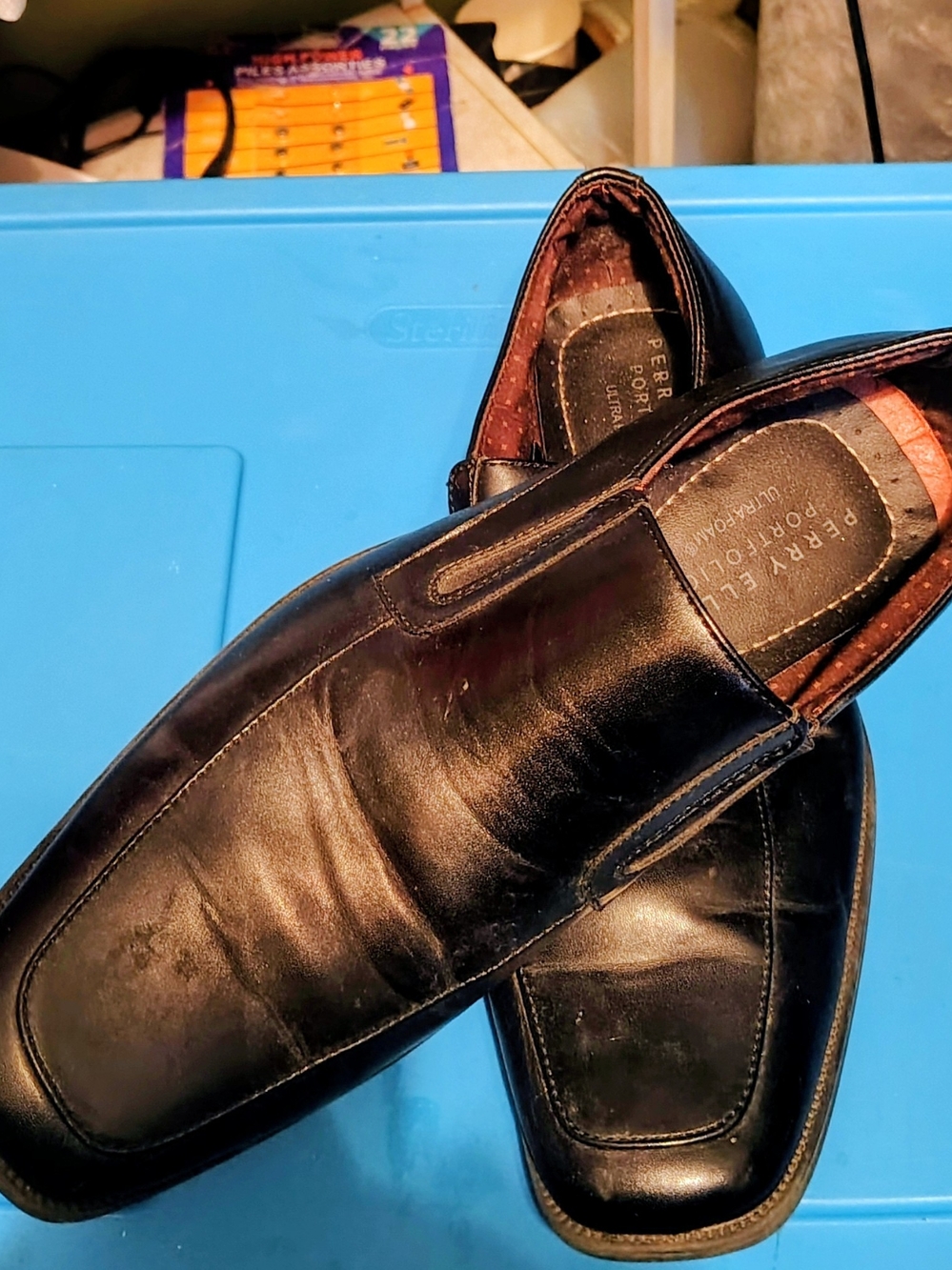 Perry Ellis Black Leather Slip-On Dress Loafers